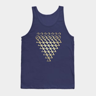 Indian Symbol of Knowledge and Wisdom Saraswati Yantra Seven Stroke Golden Tank Top